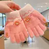 Guantes de Dedos Lindos para Niños Niñas Invierno Prueba de Frío Cálido Juego de Cinco Dedos Conjunto Completo de Dedos Tejido para Bebé Niños de Invierno