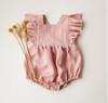 Mono Hattie de Algodón y Lino Transfronterizo para Bebé Mono con Volantes Bolso de Tirantes para Bebé Niña Ropa Interior para Bebé Ropa de Gateo para Recién Nacido