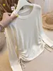 Camiseta feminina de manga longa com cordão na cintura, estilo coreano, nova moda outono 2026, top slim fit A14254