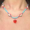 Collar de Cuentas de Color Dopamina de Verano Corazón de Manzana para Mujer Primavera y Verano Nuevo Dulce Cool Spice Girl Combinable Clavícula Dopamina