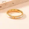 Anillo de Acero Inoxidable de Venta Caliente Transfronterizo Anillo de Diamante de Concha de 4 mm Anillo Sencillo de Moda para Pareja Venta al por Mayor