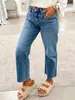 Comércio Exterior Wish Primavera/Outono Roupas Femininas Europeu/Americano Não Apertado Calças de Perna Larga Confortável Casual Bolsos Patch Jeans Retrô Atacado
