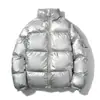 Comércio Exterior Transfronteiriço novo casaco de algodão masculino brilhante de inverno, casaco de algodão estilo coreano de gola alta curta, casaco de algodão masculino moderno plus size