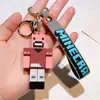 Chaveiro Pingente de Plástico Macio Jogo Minecraft Chaveiro Pingente Chaveiro Carro Pingente Boneca de Desenho Animado Pvc Boneca Bloco de Construção