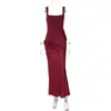 Vestido largo de otoño para mujer, de color liso, cuello cuadrado, patchwork de satén, transfronterizo de Amazon europeo y americano, moderno y elegante