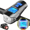 Nova luz de bicicleta para andar à noite, lanterna de passeio, farol de luz forte, à prova d'água, recarregável por usb, com relógio de código de buzina