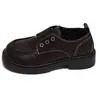 Zapatos de vestir diarios de punta redonda 2026 Versátiles Zapatos pequeños de cuero Nuevo estilo británico Suela gruesa Temporada de otoño e invierno Hebilla metálica Cuero suave