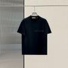 Fog Primavera e Verão Novo Algodão Puro Essenciais Flocado Europeu e Americano Tendência High Street Solto Gola Redonda Camiseta Masculina Manga Curta Casal