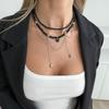 Europa e Estados Unidos joias transfronteiriças ins pérola artificial corrente enrolada corrente da clavícula personalizada amor cruz borla colar feminino