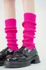 Conjunto de Meias de Lã Tricotadas Cores Outono e Inverno Cor Fluorescente Aquecedor de Pés Feminino Vestido de Halloween Máquina Flait Cobertura Grossa para Pernas de Festa