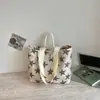 Bolso de mano de pana a rayas con estrellas estilo coreano para mujer 2026, bolso de hombro de gran capacidad, bolso casual para el día a día con un ambiente relajado, moderno