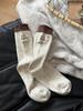 Calcetines de Color Contrastante con Doble Costura y Etiqueta de Tela en el Talón, Calcetines de Hilo de Caña Media para Mujer, Estilo Coreano Ins, Adecuados para Uso en Exteriores, Calcetines Deportivos Holgados