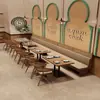 Juego de Mesa y Sillas con Sofá para Cafetería Tienda de Té con Leche de Madera Maciza, Silla de Comedor Comercial de Ratán para Casa de Té Restaurante Occidental