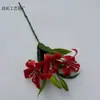 Flor Artificial 3D Lírio de Três Cabeças Filme de Impressão Flor Falsa Decoração de Casamento Buquê Enfeites para Sala de Estar de Casa Adereços para Fotos
