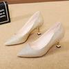Salto Alto Prateado Salto Gatinho Feminino 2025 Novo Salto Médio Strass Francês Salto Agulha 5cm Sexy Paetês 7cm Sapatos Femininos