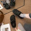 Zapatos Birkenstock de felpa de lana con lunares para mujer 2026 Otoño Invierno Nueva Llegada con Terciopelo Cálido Sin Cordones Casual Versátil Zapatos de Algodón