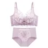 Sujetador Push-Up Pequeño de Encaje Bordado para Mujer, Grande Push-Up Anticaída, Reductor de Senos, Juego de Sujetadores sin Aros