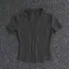 Ropa de Yoga para Mujer, Nuevo Estilo de Verano Camiseta Ajustada, Top Deportivo con Cremallera de Manga Corta, Ropa Profesional para Correr, Pilates, Fitness