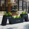 Vasos de Flores Externos de Aço Inoxidável, Jardineiras de Ferro Forjado, Suportes de Flores para Ruas Comerciais, Canteiros de Flores Quadrados Combinados Externos Móveis, Caixas para Árvores para Uso Externo