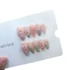 Nai Zi Hecho a Mano Puro Reutilizable Estilo Europeo y Americano B318 Flor Rosa Pintada a Mano Borde Verde Cadena de Perlas, Simple y Elegante, Realza el Cutis