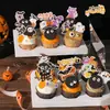 Decoração de Cupcake Monstrinho Halloween 2025 Plug-In Abóbora Engraçada Fantasma Olhos de Biscoito Contas de Açúcar Vestir
