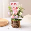 Flores Artesanais Presentes de Dia dos Namorados Margaridas Tulipas Flores de Lã Tricotada Girassóis Atacado Tronco de Árvore Pequenos Buquês Enfeites