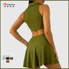 Falda deportiva transpirable europea y americana de corte ajustado, culottes de dos piezas falsas para correr, fitness, tenis, falda de yoga anti-exposición