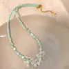 Collar de Menta Fresca de Verano Mambo Verde Floral con Cuentas para Mujer, Versátil y Fresco, Adecuado para Cheongsam, Cadena para Clavícula