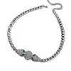 Moda Europeia e Americana Metal Dupla Cabeça Leopardo Diamante Masculino Colar Corrente Cubana Colar Legal