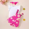 Conjunto de Roupa Fresco e Fofo para Bebê Menina de Venda Quente na Amazon Transfronteiriça com Macacão de Manga Flare, Jardineira de Girassol e Conjunto de 3 Peças Moderno
