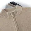 Suéter grueso de punto para hombre con cuello alto y cremallera, hecho de cachemira premium, nueva colección otoño/invierno 2026, versátil para uso casual y de negocios