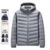 Chaqueta Ligera de Plumas Unisex Otoño/Invierno Abrigo de Plumas Cálido para Hombre Chaqueta de Plumas Moderna con Capucha