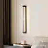 Luminária de parede minimalista Bauhaus tira longa de vidro luminária de parede para quarto parede de fundo da sala de estar corredor hotel linhas retrô tecido
