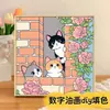 Gatito Lindo con Bufanda Pintura al Óleo Digital para Colorear DIY Interactivo Padre-Hijo Amigable para Principiantes Pintura Decorativa Acrílica