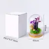 Columna de Cristal Natural Transfronteriza Cubierta de Vidrio Adornos de Flores Eternas Cristal Morado y Amarillo Rosa Micro Paisaje Decoración de Escritorio Venta al por Mayor