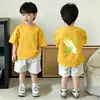 Camiseta de Algodón Puro de Moda para Niños en Verano para Niños, Manga Corta Holgada Versátil