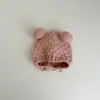 Chapéu de Proteção para Ouvido de Bebê Tricotado Quente Pulôver Outono e Inverno Urso Fofo Bola de Pelo Ins Versátil Chapéu de Lã de Bebê Moderno