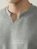 Camiseta Suave de Algodón de Alta Calidad, Doble Cara, Cuello en V, Manga Larga para Hombre, Camisa Base Pesada para Otoño e Invierno.