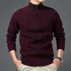 Suéter para hombre europeo y americano de comercio exterior, nuevo estilo de moda otoño e invierno, patrón trenzado, holgado y simple, tejido de punto con media cremallera para hombres de mediana edad