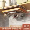 Prateleira de Armazenamento de Cozinha Sem Furos Suporte de Papel Toalha para Armário Prateleira de Tábua de Cortar de Camada Dupla Prateleira de Tampas de Panela de Aço Inoxidável Armazenamento Suspenso para Armário