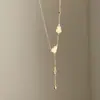 Colar de Tassel de Cabacinha com Glitter Fino de Luxo Leve, Feminino, de Alto Padrão, Único, Corrente de Pescoço da Moda e Tendência, Corrente de Clavícula