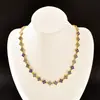 Conjunto de Acessórios de Moda Cruzado com Strass Completo Trevo de Quatro Folhas Colar para Clavícula Pulseira de Aço Inoxidável com Galvanoplastia a Vácuo Venda Direta da Fábrica no Atacado