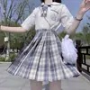 2024 nueva colección japonesa uniforme JK falda a cuadros traje de manga corta para mujer falda plisada uniforme escolar jk para estudiante venta al por mayor generación