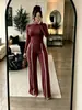 723 Conjunto de dos piezas de otoño/invierno nuevo para mujer, transfronterizo europeo y americano: top liso de manga larga ajustado + pantalones de pierna ancha con rayas de contraste
