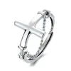 Anillo de Cadena Cruzada Empalmada Yunchaoxuan para Mujer, Plata de Ley S925, Diseño Único, Anillo Abierto Ajustable para el Dedo Índice
