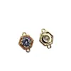 Cobre Chapado en Oro Zirconia de Alta Retención de Color Colgante Doble Hexagonal Materiales para Pulsera de Cuentas Hecha a Mano DIY Collar