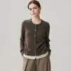 Cárdigan de cachemira de dos piezas falso, nuevo estilo otoño/invierno, suéter de cuello redondo con bloques de color para mujer, prenda exterior versátil y de corte holgado