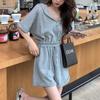 Mono de Nuevo Estilo para Mujer Estilo Hong Kong Japonés y Coreano Casual Cintura Alta Ajustado Romper Corto con Capucha Tendencia Ins