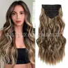Set de Extensiones de Cabello Sintético con Pinzas 6 Piezas Exportación 13 Pinzas Peluca Larga Rizada en Stock Peluca Rizada Pieza de Cabello Ondulado
