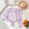 Conjunto de Ropa de Casa de Felpa para Niños Otoño Invierno Lindo Top con Lazo Joggers Pijama Suave Capa Base Conjunto de Dos Piezas